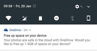OneDrive cleaning notification on Android