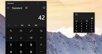Windows 10 Calculator app mini mode