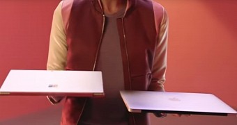 Microsoft shows that the SP4 is significantly lighter than the MacBook Air