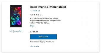 Razer Phone 2 in the Microsoft Store