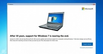 The notification points users to a new Windows 7 EOS page