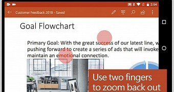The zooming experience has been greatly improved in Office for Android