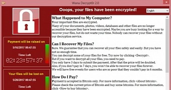 WannaCry ransom dialog on infected computers