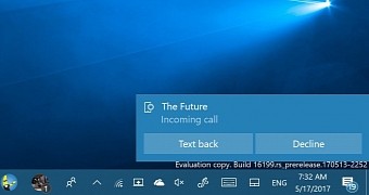 Call notification on Windows 10