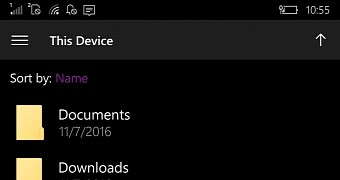 File Explorer app on Windows 10 Mobile