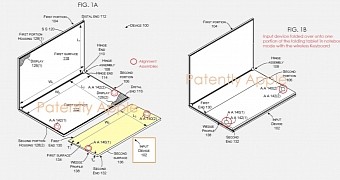 Patent drawing detailing gaming accessory for Surface Neo