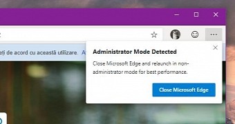 Administrator mode warning on Windows 10