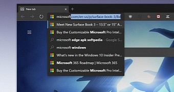 Search suggestions in Microsoft Edge
