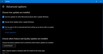 New Windows Update options in build 15014