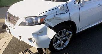 Google self-driving car after collision with bus