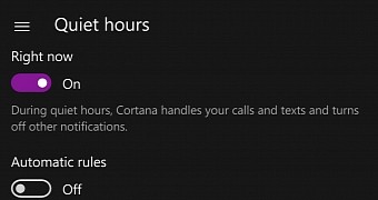 Quiet hours in Windows 10 Mobile