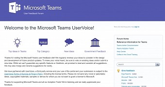 Microsoft Teams UserVoice page