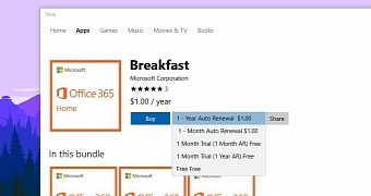 Office 365 subscription in the Windows Store