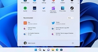 The new Start menu with website recommendations