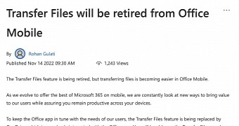 Transfer Files will be replaced by OneDrive