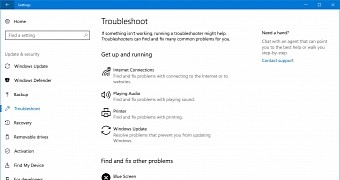 New Troubleshoot options in Settings app