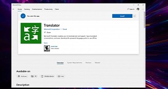Translator app in the Microsoft Store