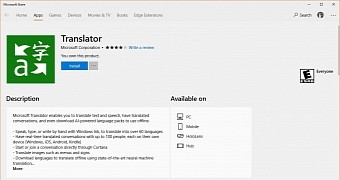 Microsoft Translator app in the Microsoft Store