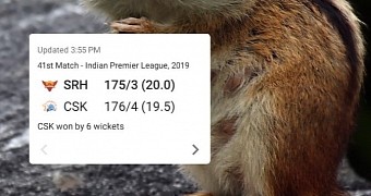 The new cricket widget in Microsoft Launcher