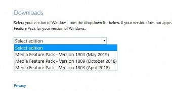 download media feature pack for windows 10 pro n 1903