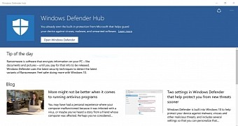 Windows Defender Hub in Windows 10