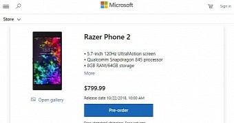 Razer Phone 2 at the Microsoft Store