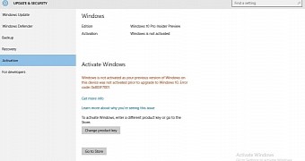 Windows 10 activation screen