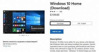 Windows 10 Home prices on Microsoft.com