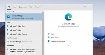 Edge is displayed as the recommended browser on Windows 10