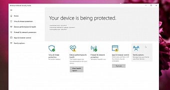 Windows Defender Security Center in Windows 10