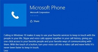 Windows 10 Phone app listing in the store