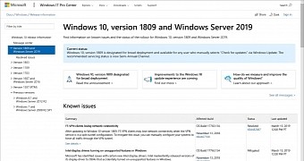 The new Windows 10 update history page