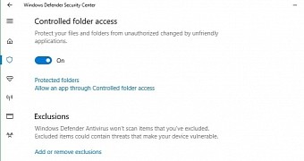Controlled folder access in the latest Windows 10 build