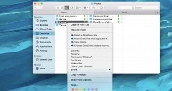 Context menu options in OneDrive on macOS