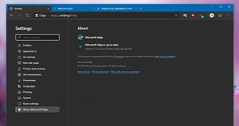 Microsoft Edge with a dark mode on Windows 10