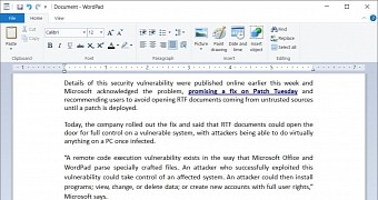 WordPad is also affected by the flaw on all Windows systems