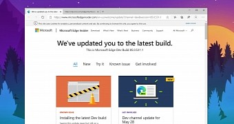 The latest Microsoft Edge Dev build