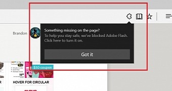 Flash prompt in Microsoft Edge