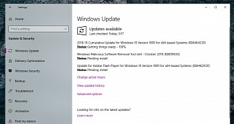 The cumulative update being offered to systems running version 1809