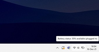 Battery level on Windows 11