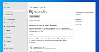 End of support warning in Windows 10 Settings app