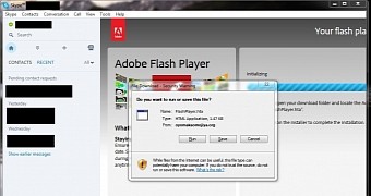 Malicious Flash Player update ad in Skype