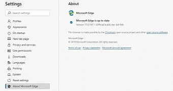 The latest version of Microsoft Edge Dev