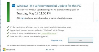 Scheduled upgrade on Windows 10