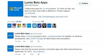 Lumia Beta Apps Twitter account will be closed too