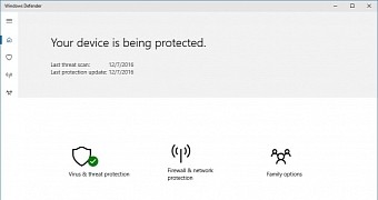 The new look of the Windows Defender dashboard