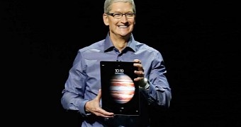 Tim Cook announcing the iPad Pro