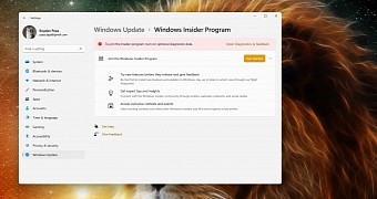 Windows Insider program settings