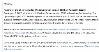 The Windows Server reminder