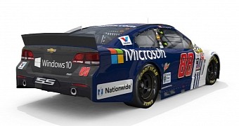 NASCAR car with Windows 10 branding